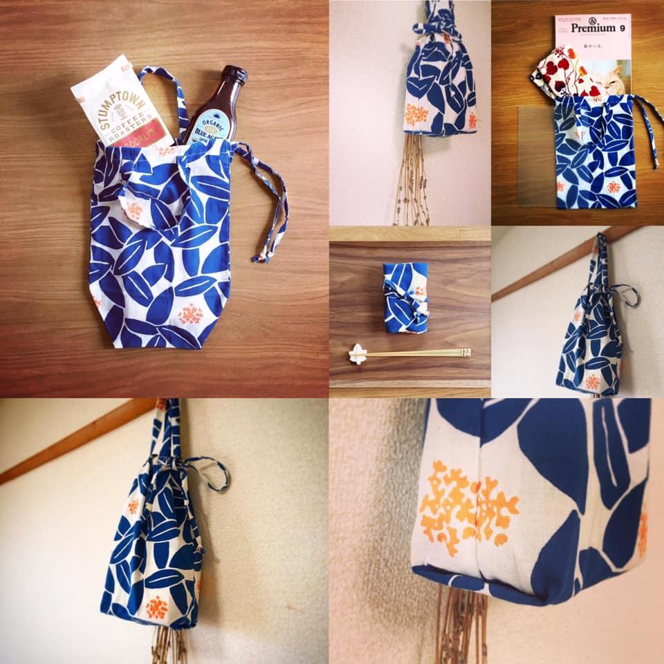 手ぬぐいで作る My Eco Bag 作り Kamenos